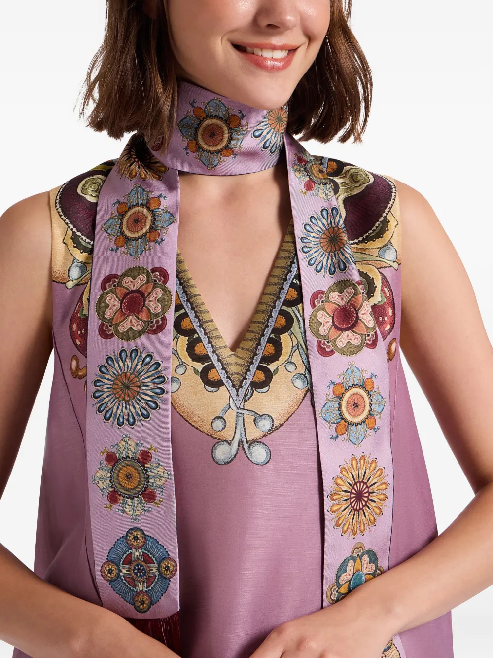 La DoubleJ Sjaal met Nucleus-print Roze