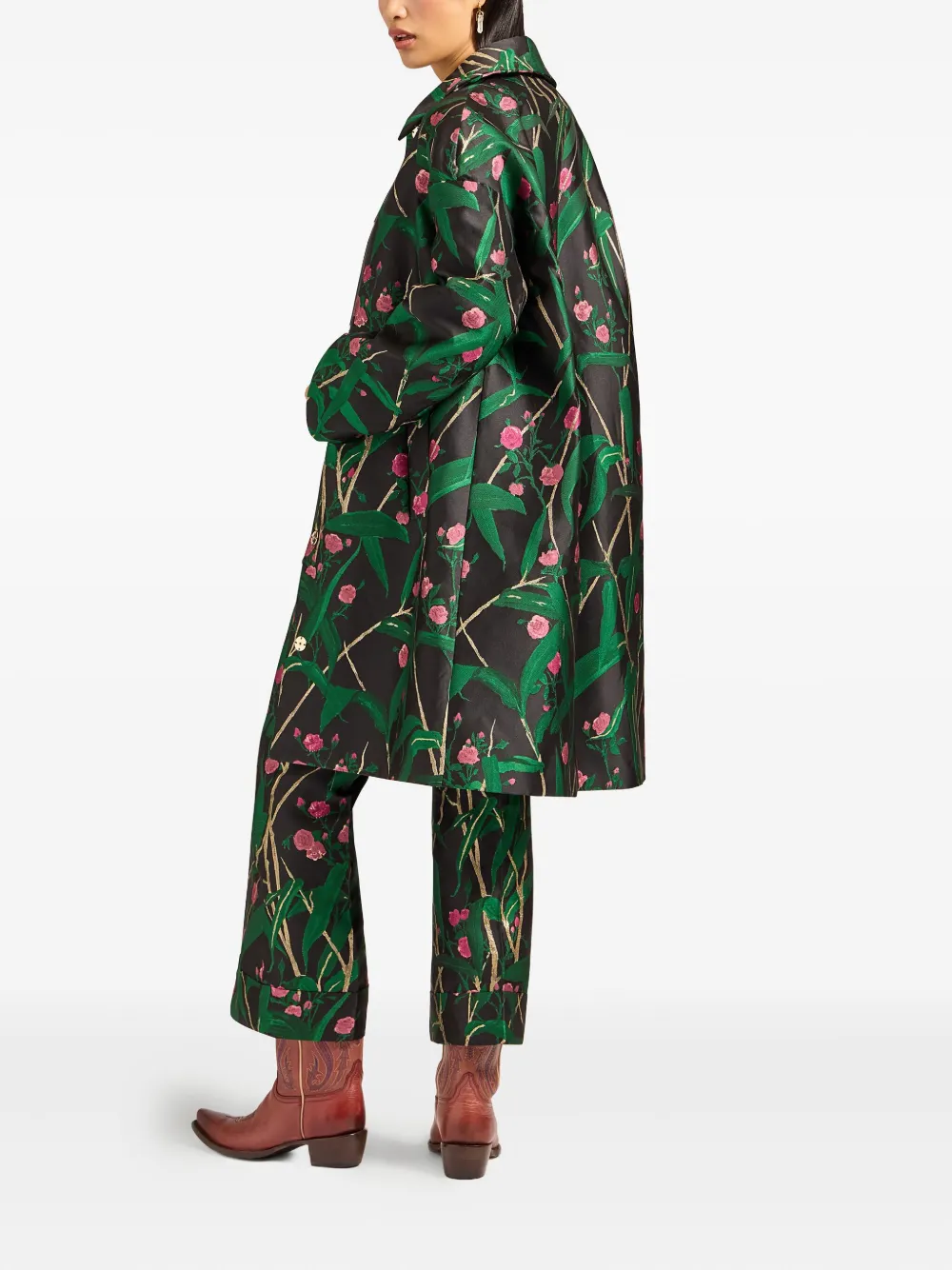 La DoubleJ Boxy jas met bloemenprint Zwart