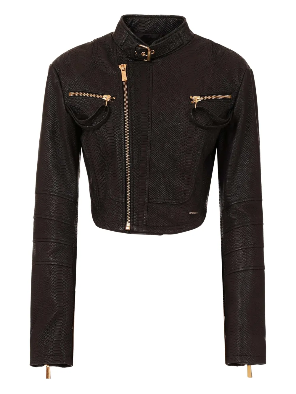Just Cavalli Giacca biker con effetto pelle di serpente - Nero