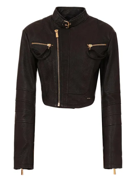 Just Cavalli snakeskin-effect biker jacket