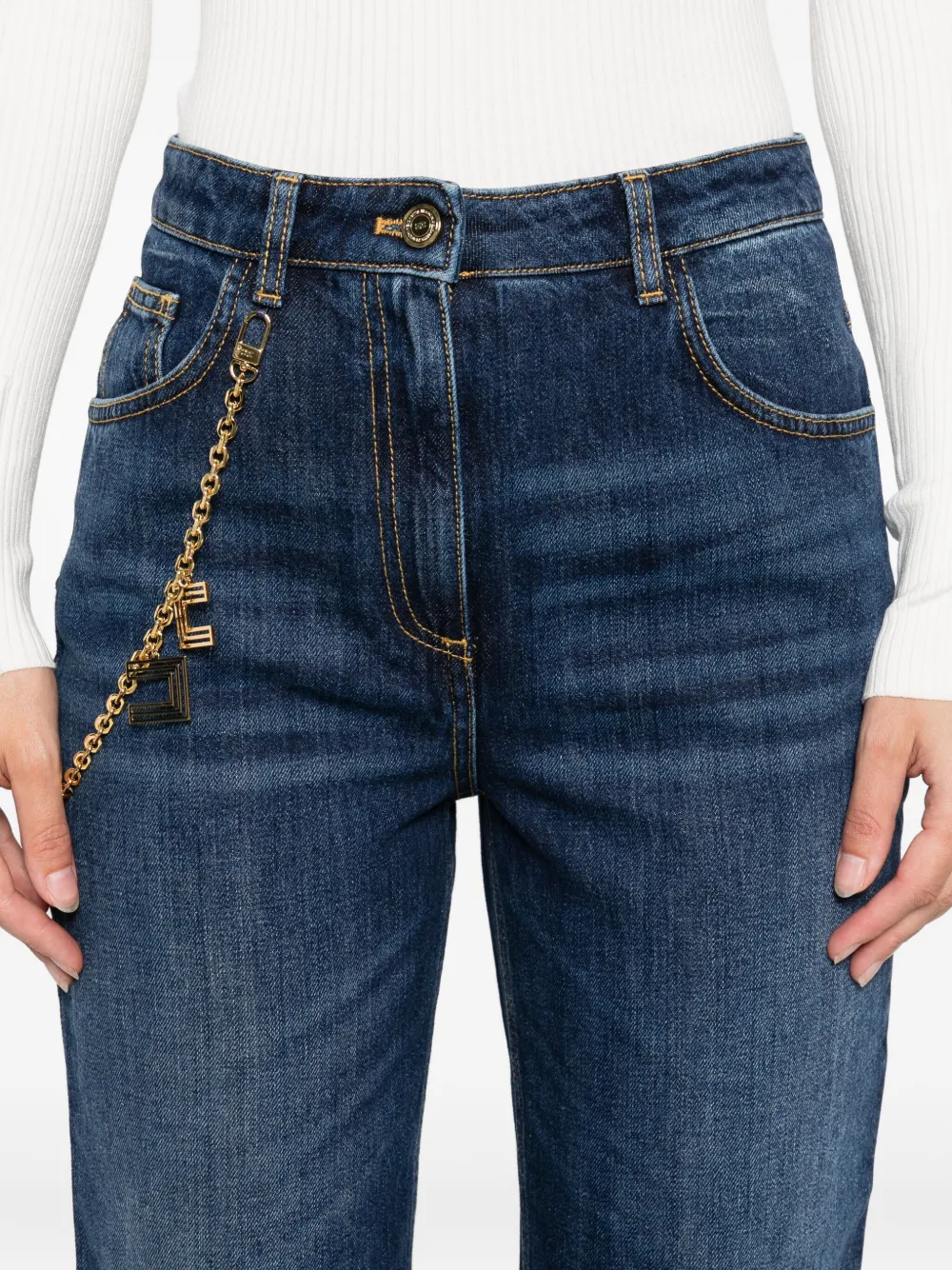 Elisabetta Franchi chain-embellished jeans Blauw