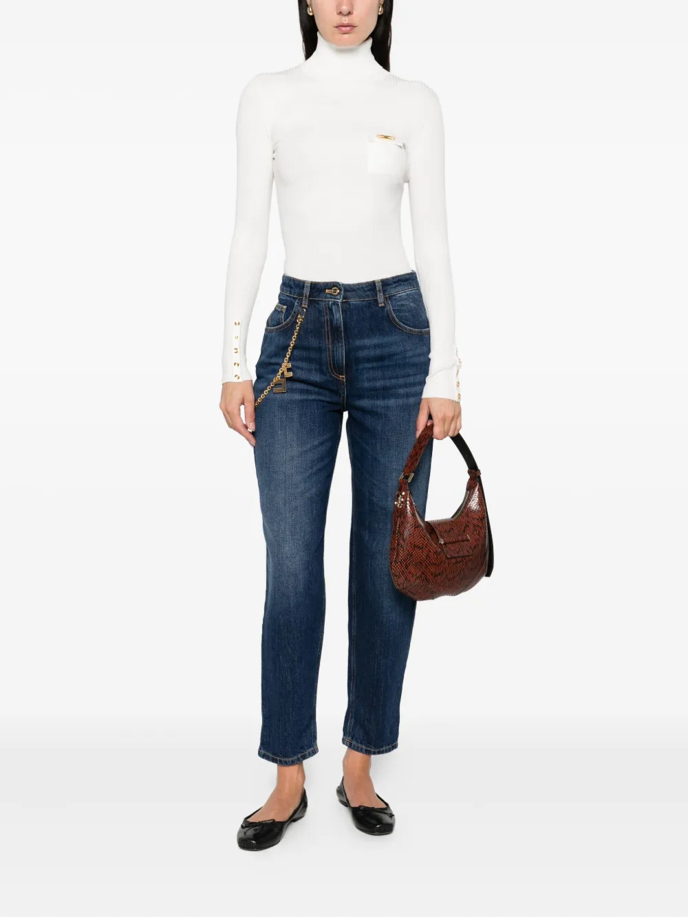 Elisabetta Franchi chain-embellished jeans Blauw