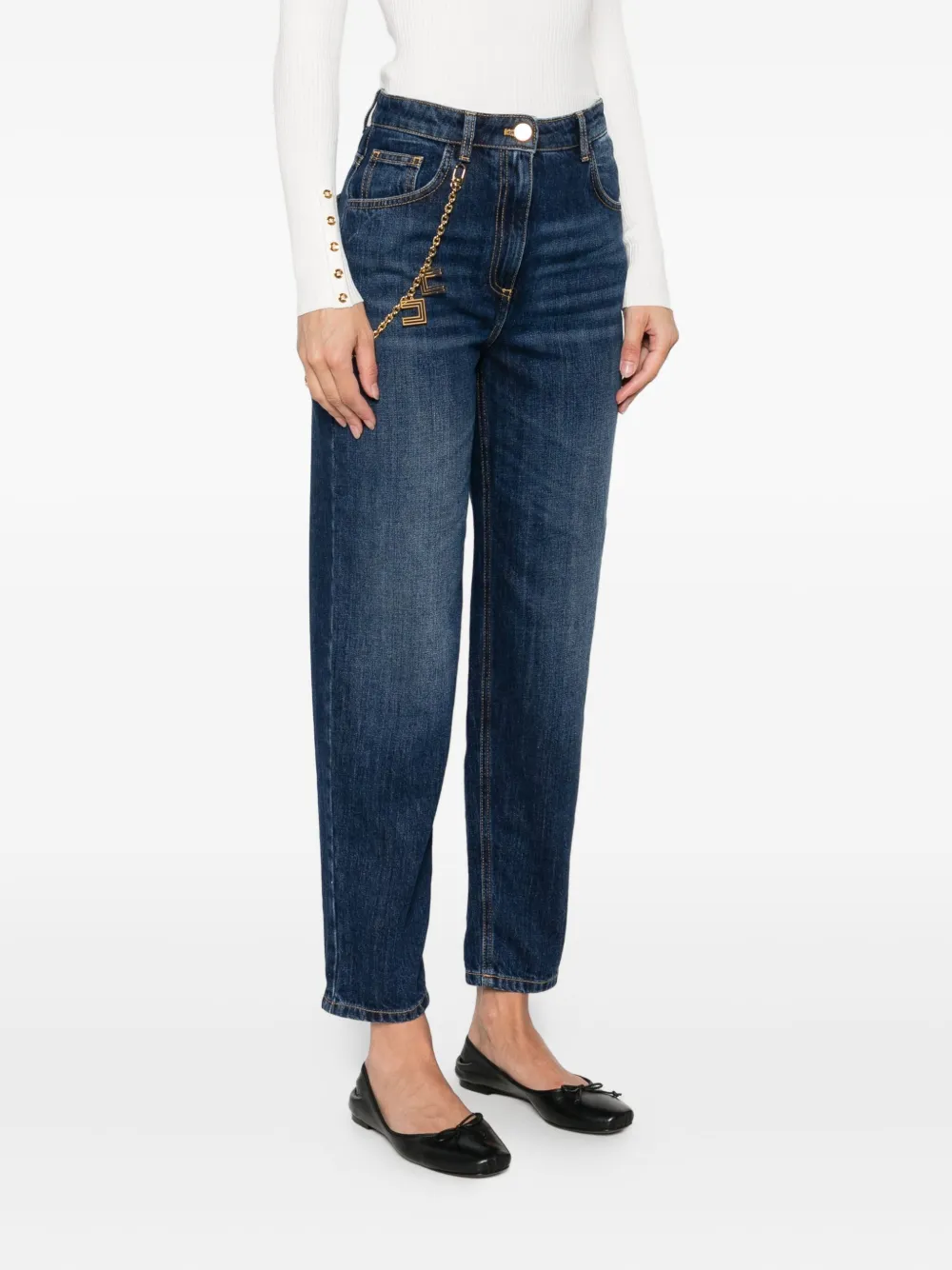 Elisabetta Franchi chain-embellished jeans Blauw