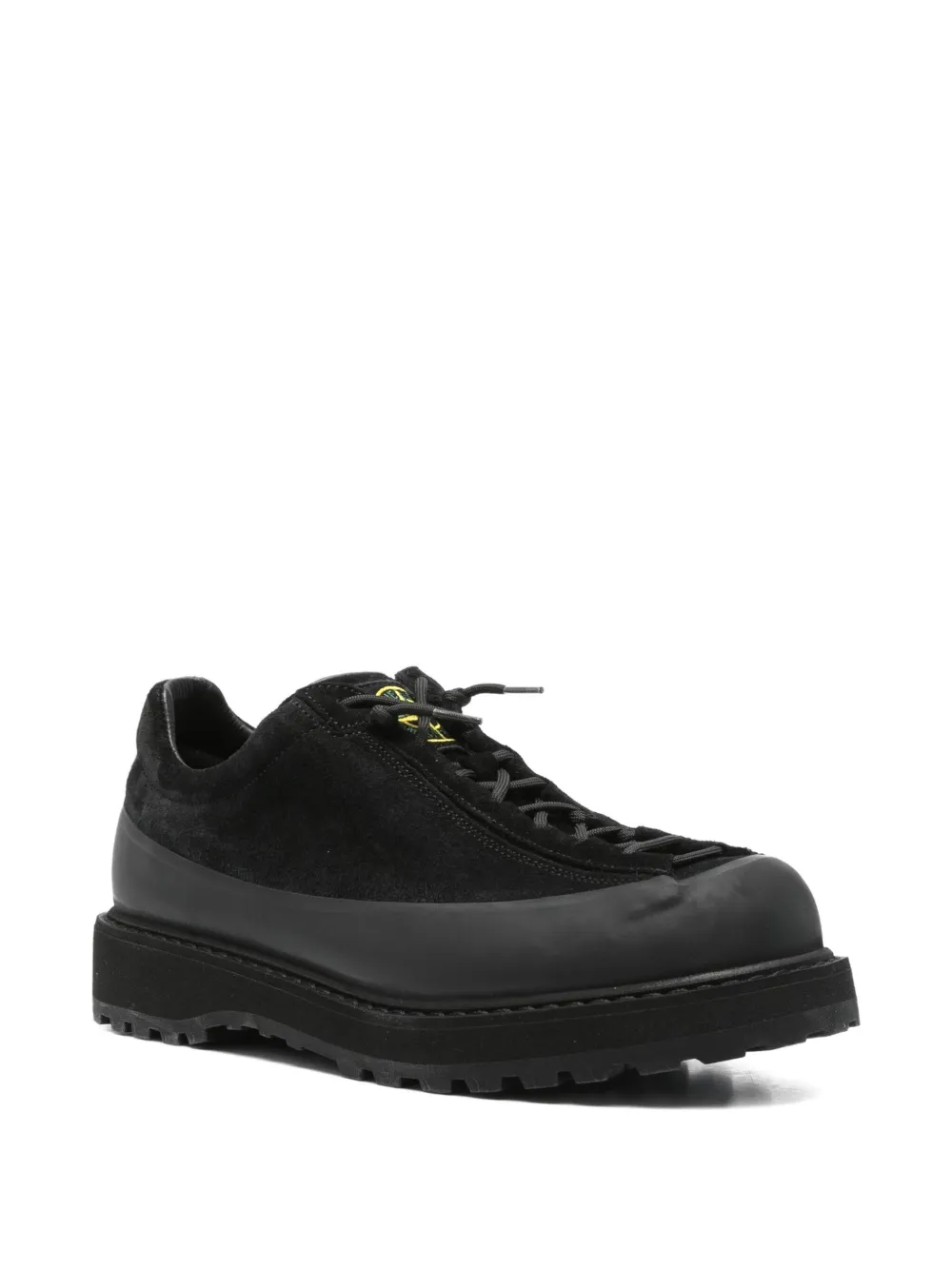 Stone Island Textured Black Sneakers With Suede Upper In Black