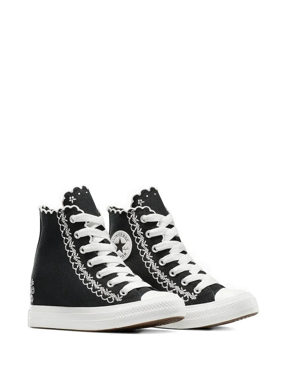 Converse embroidered scalloped-edge sneakers - Zwart