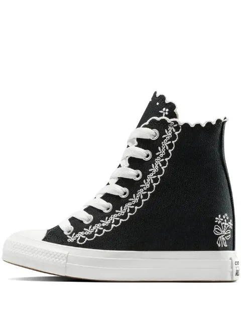 Converse embroidered scalloped-edge sneakers