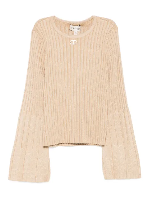 TWINSET Kids suéter tejido de canalé con mangas acampanadas