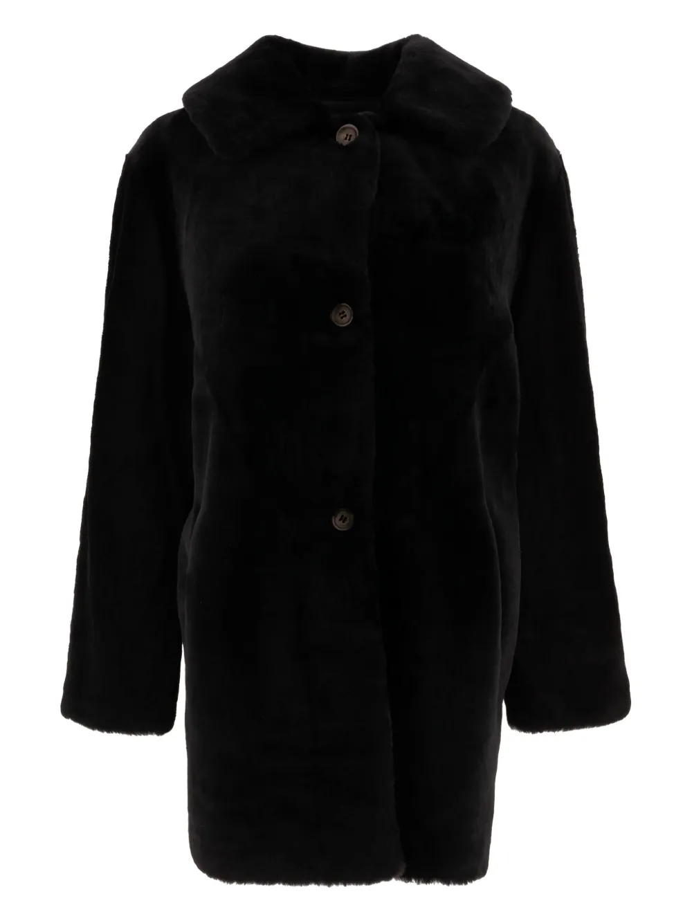 B&W button-fastening coat - Nero