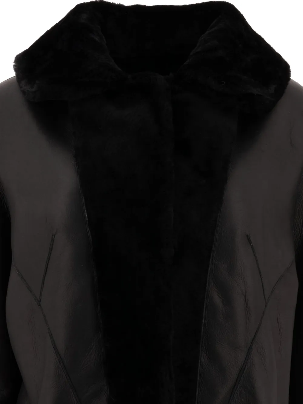 B&w Reversibile Shearling Coat In Black