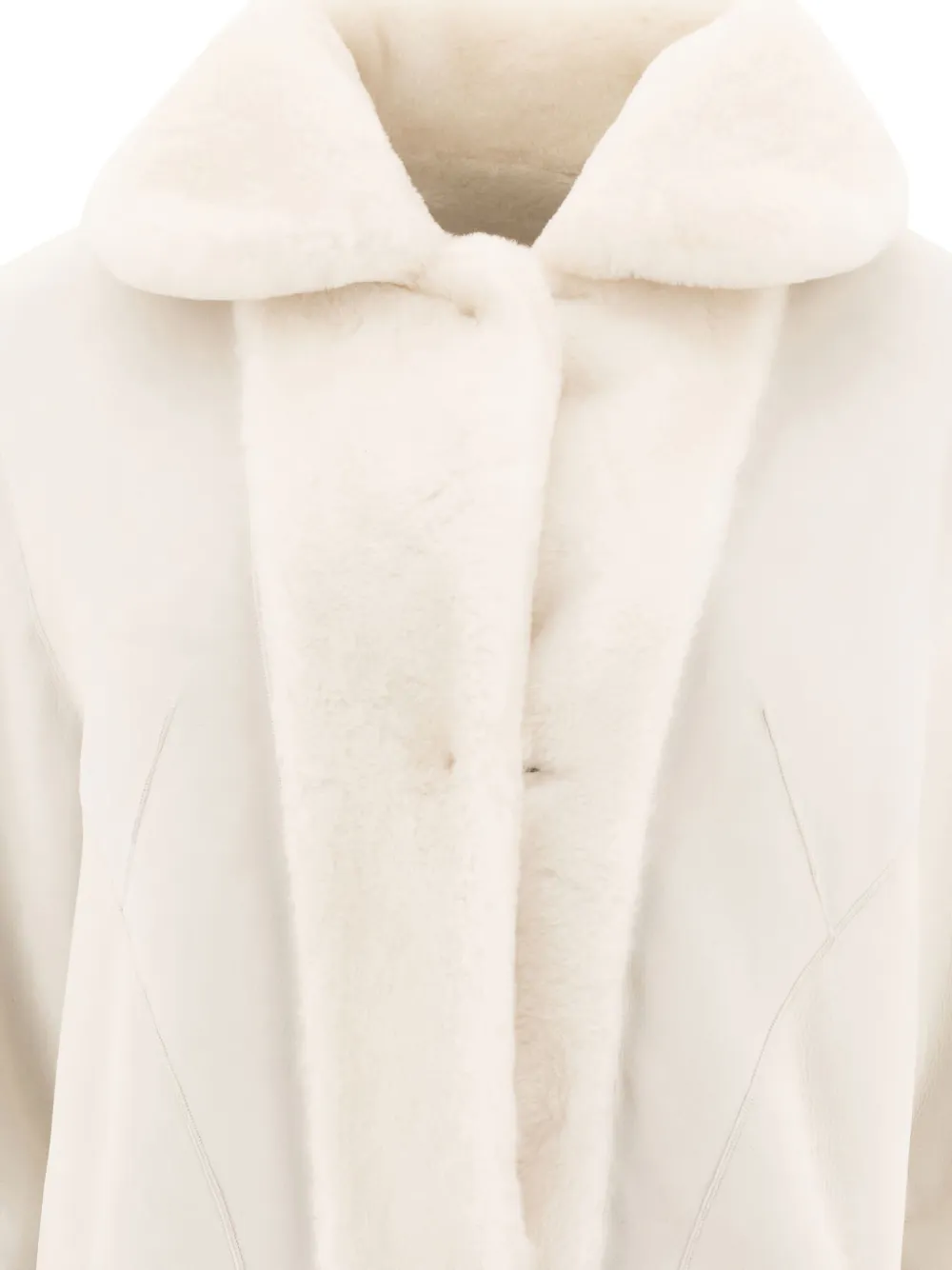 B&w Shearling Reversible Coat In Neutral