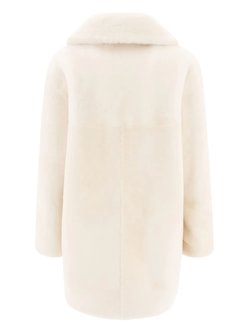 B&w Shearling Reversible Coat In Neutral