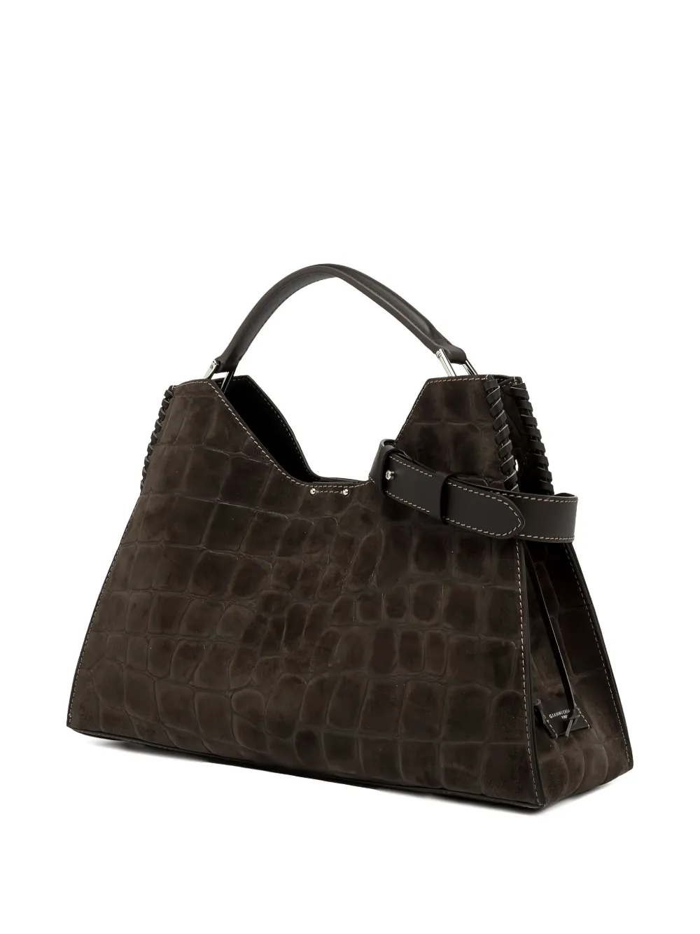 GIANNI CHIARINI Aurora crocodile-effect leather shoulder bag Bruin