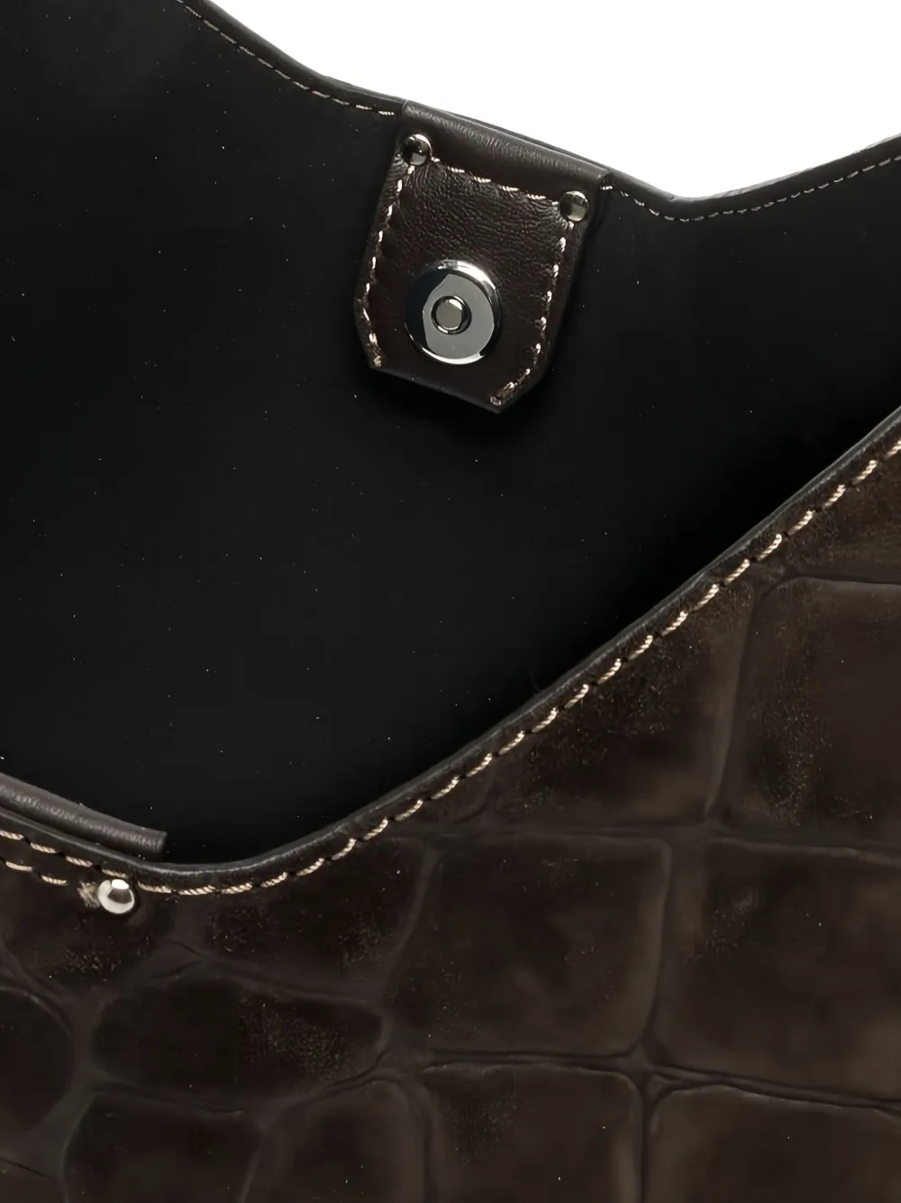 GIANNI CHIARINI Aurora crocodile-effect leather shoulder bag Bruin