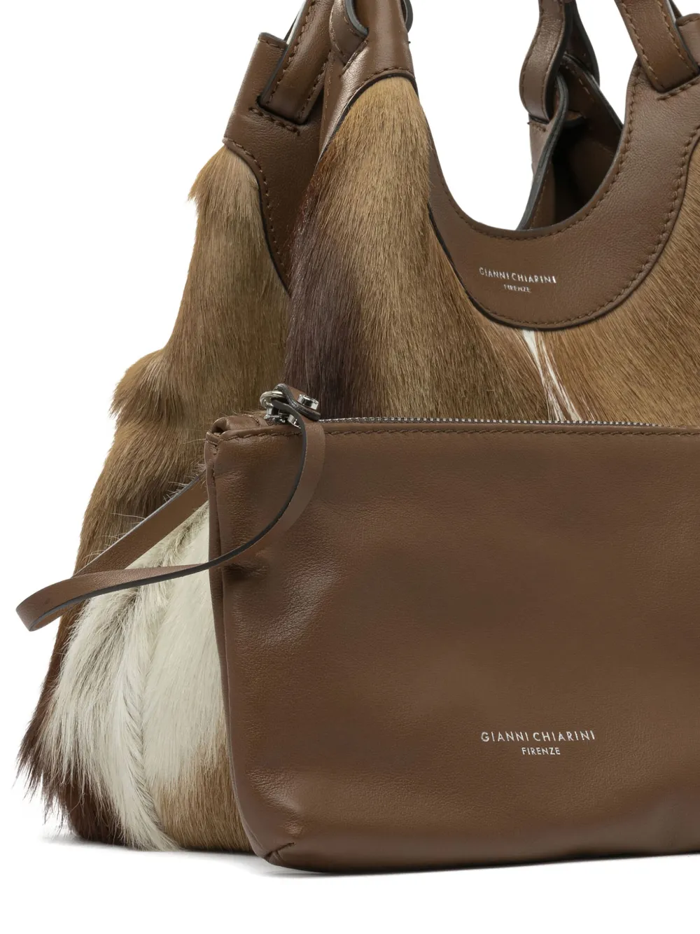 GIANNI CHIARINI Dua hair-on-hide leather shoulder bag Bruin