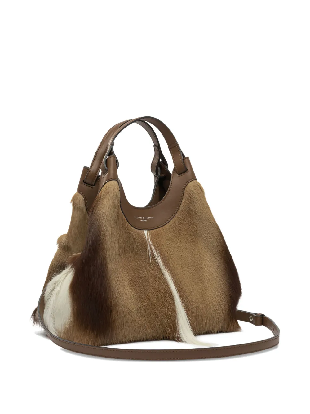 GIANNI CHIARINI Dua hair-on-hide leather shoulder bag Bruin