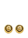 CHANEL Pre-Owned 1993 Gold Plated CC Round Button Clip On Earrings costume earrings
