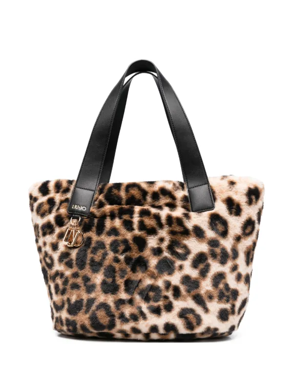 LIU JO leopard-print top-handle Tote Bag Neutrals FARFETCH ID