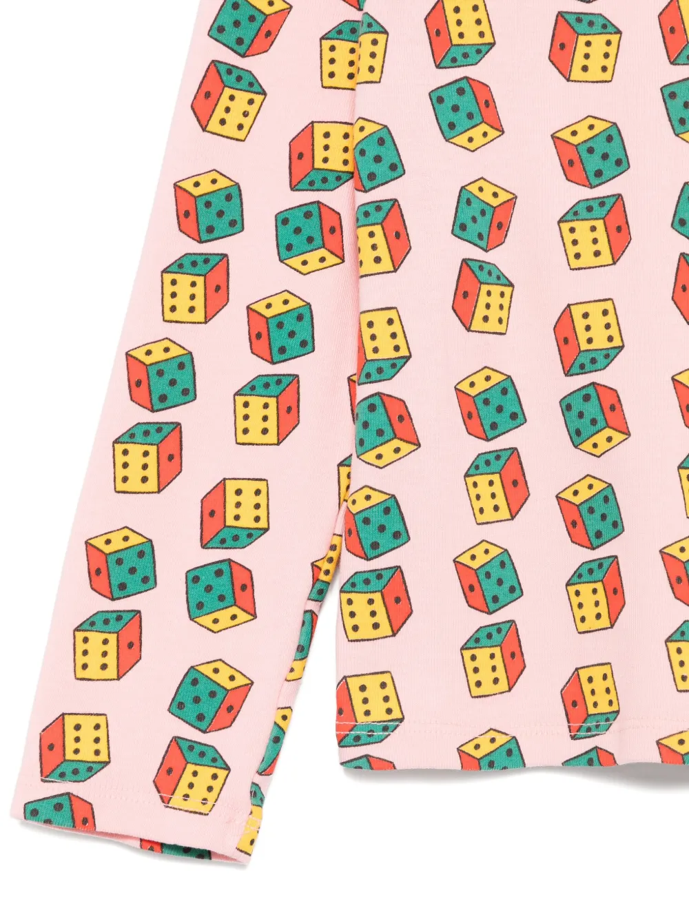 Bobo Choses T-shirt met col en dobbelsteen Roze