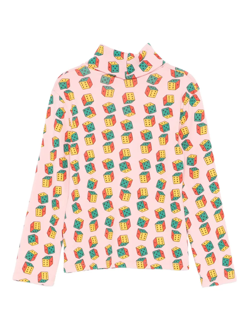 Bobo Choses T-shirt met col en dobbelsteen Roze