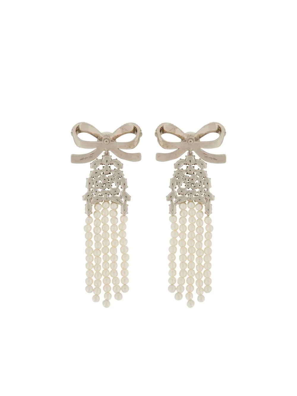Self-Portrait bow faux-pearl earrings - Zilver