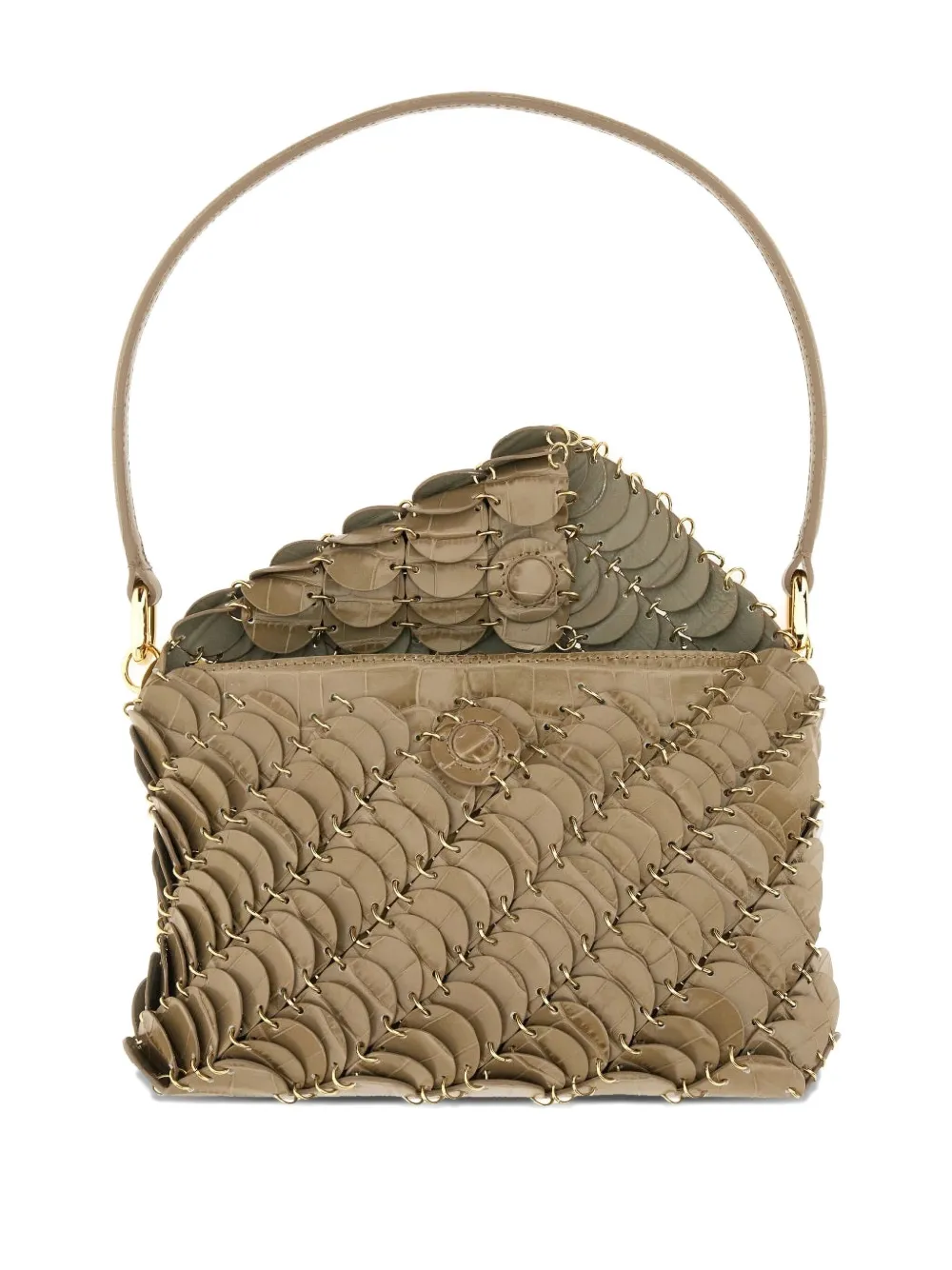 Rabanne Paco schoudertas van lakleer Bruin