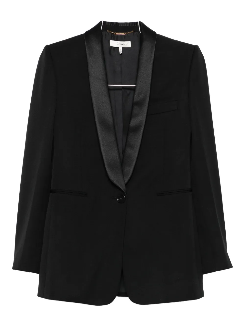 Chloé Satin-lapel Blazer In Black