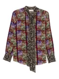 Pierre-Louis Mascia patterned tie-neck shirt - Purple