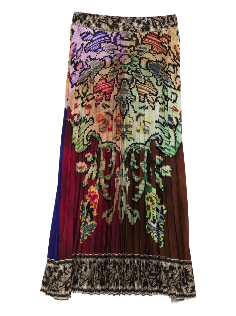 pleated floral-print skirt