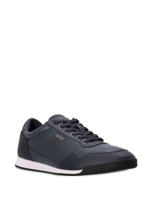 り*き様 HUGO BOSS レザースニーカー　EU44 US11 BOSS レザースニーカー | ブルー | FARFETCH JP