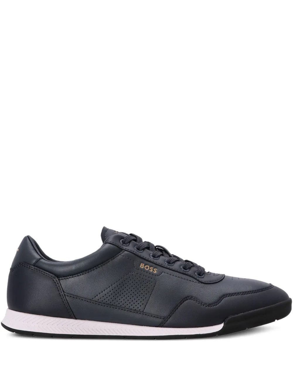BOSS logo-detail leather sneakers Blue