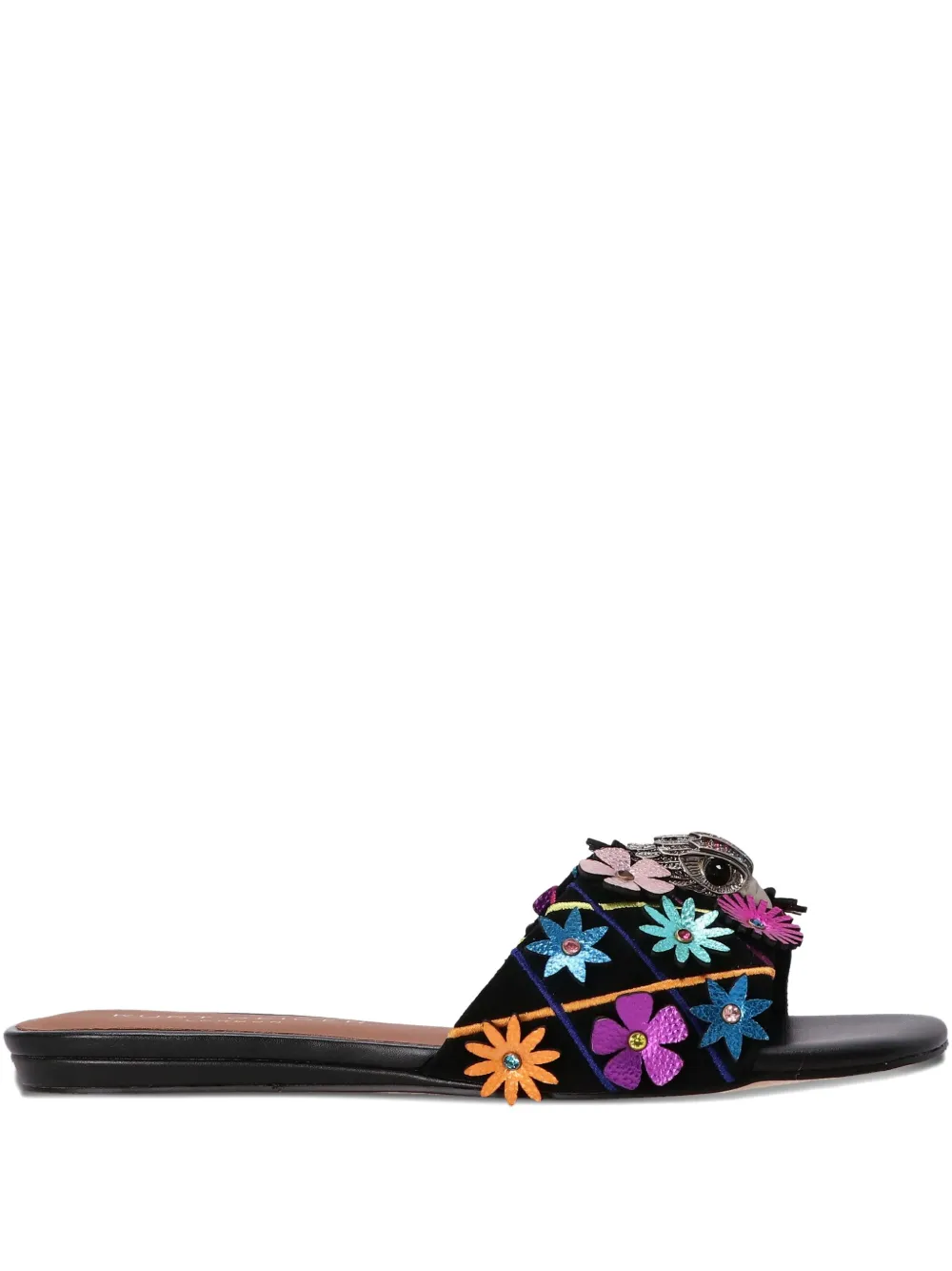 Kurt Geiger Flower-embellished Sandals In Black
