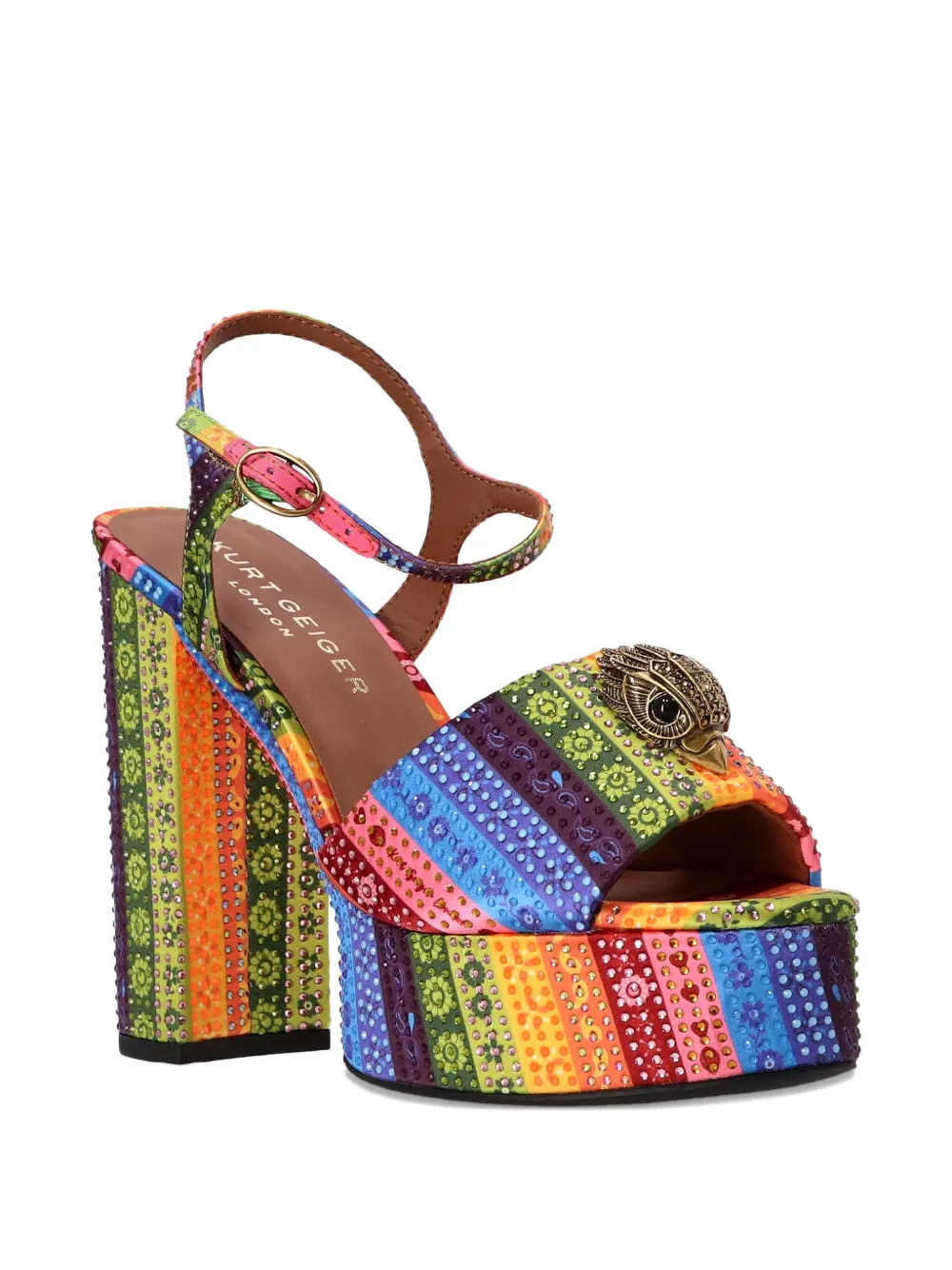 Kurt Geiger London 125mm Kensington crystal-embellished platform sandals Neutrals