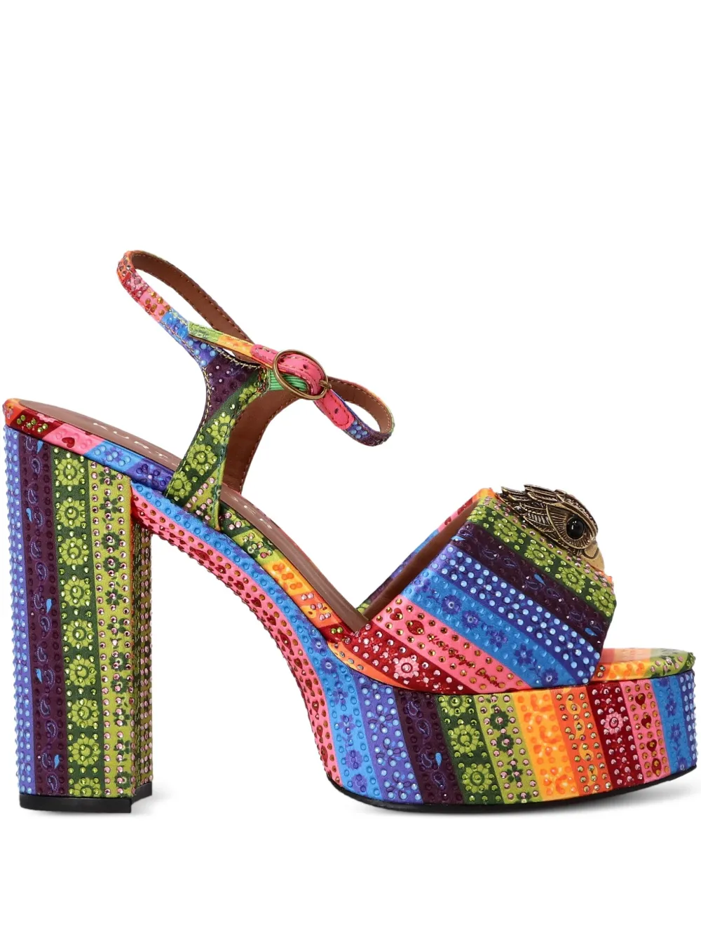 Kurt Geiger 125mm Kensington Crystal-embellished Platform Sandals In Neutral