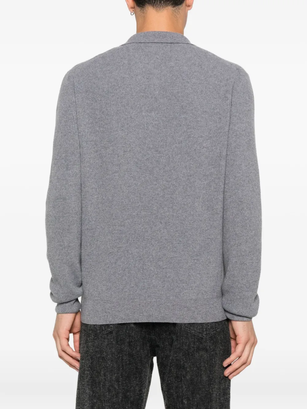 Lardini Ribgebreid poloshirt Grijs