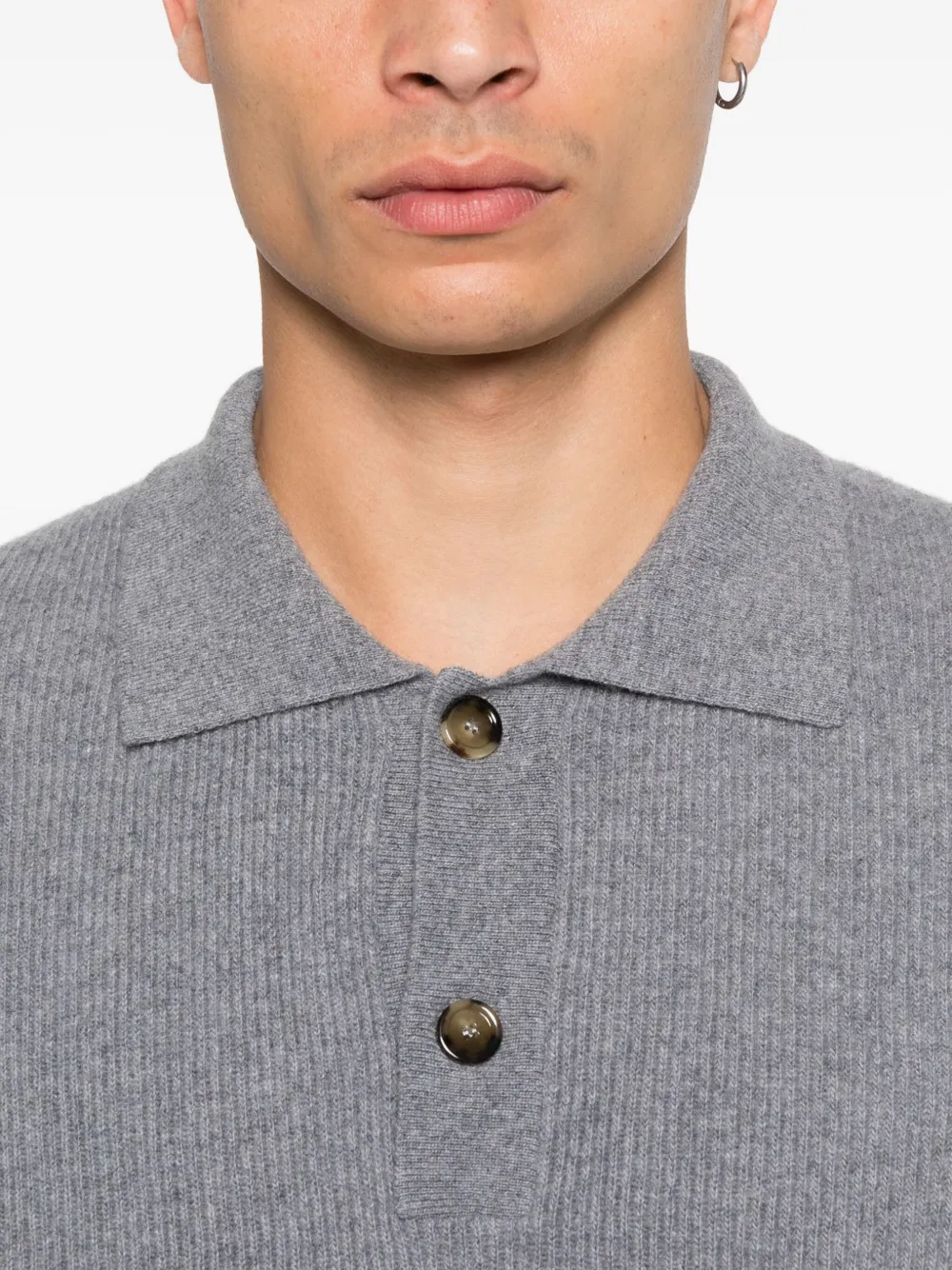 Lardini Ribgebreid poloshirt Grijs