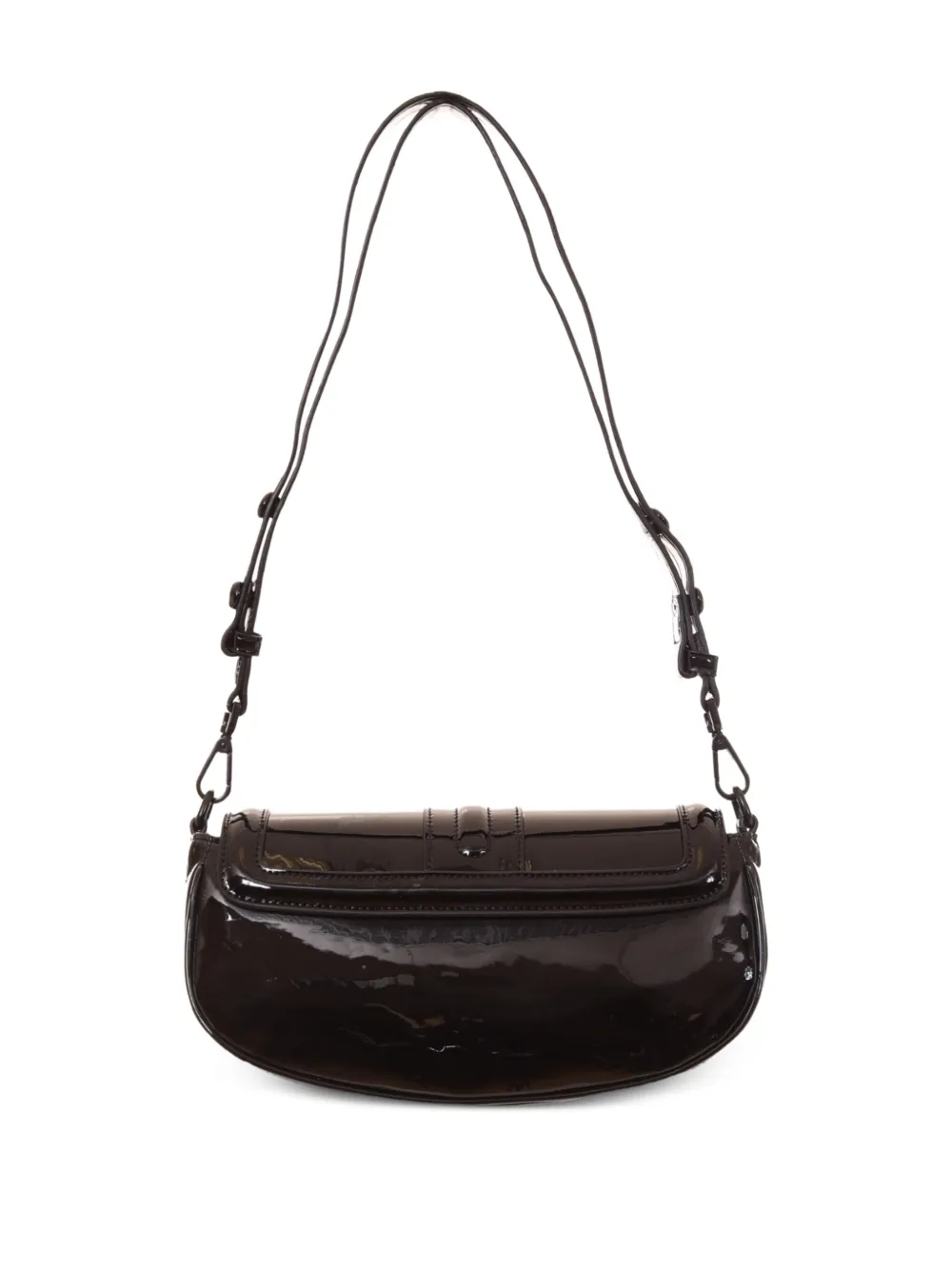Just Cavalli curved-flap logo-plaque shoulder bag - Zwart