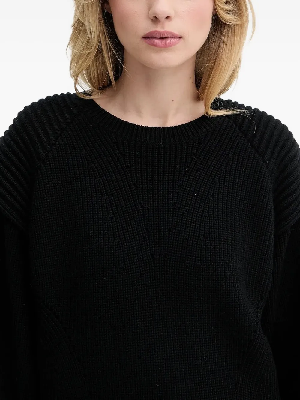 Iro Ribbed-shoulder Wool Sweater In Black