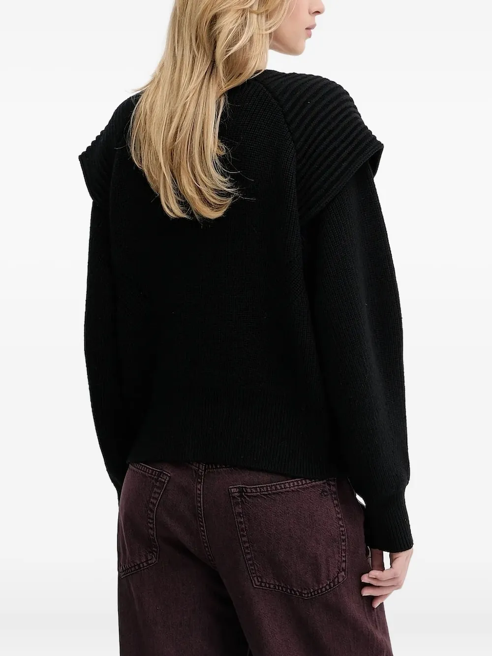 Iro Ribbed-shoulder Wool Sweater In Black