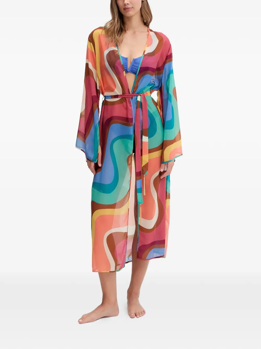 Kurt Geiger London belted printed cover-up - Blau