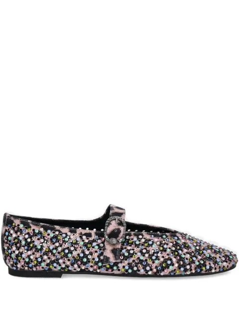 Kurt Geiger London leopard-print crystal-embellished ballet flats