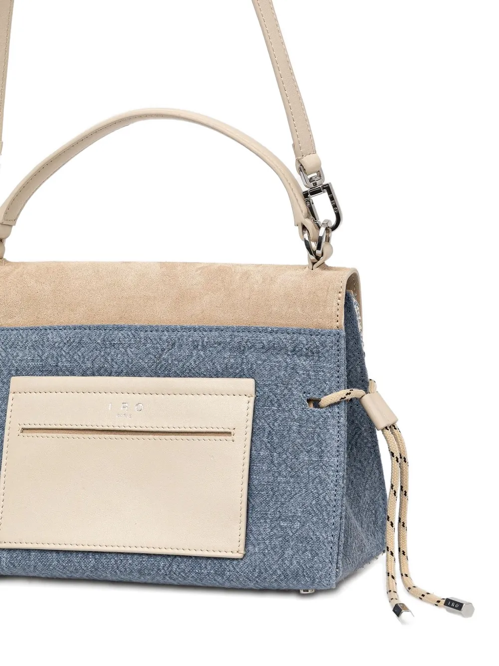 IRO suede-panel woven cross body bag Beige