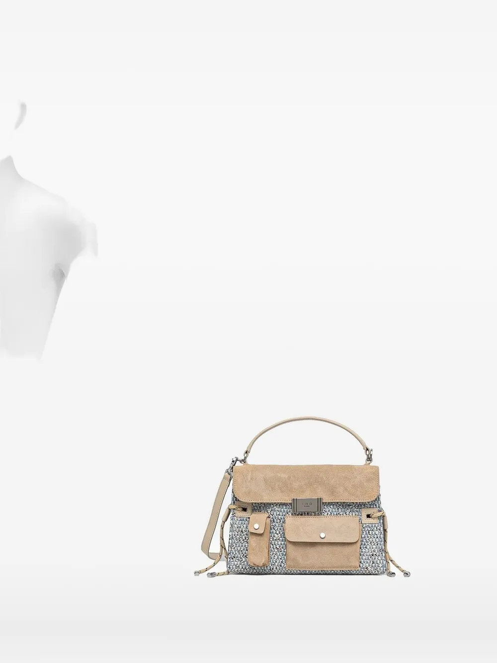 IRO suede-panel woven cross body bag Beige
