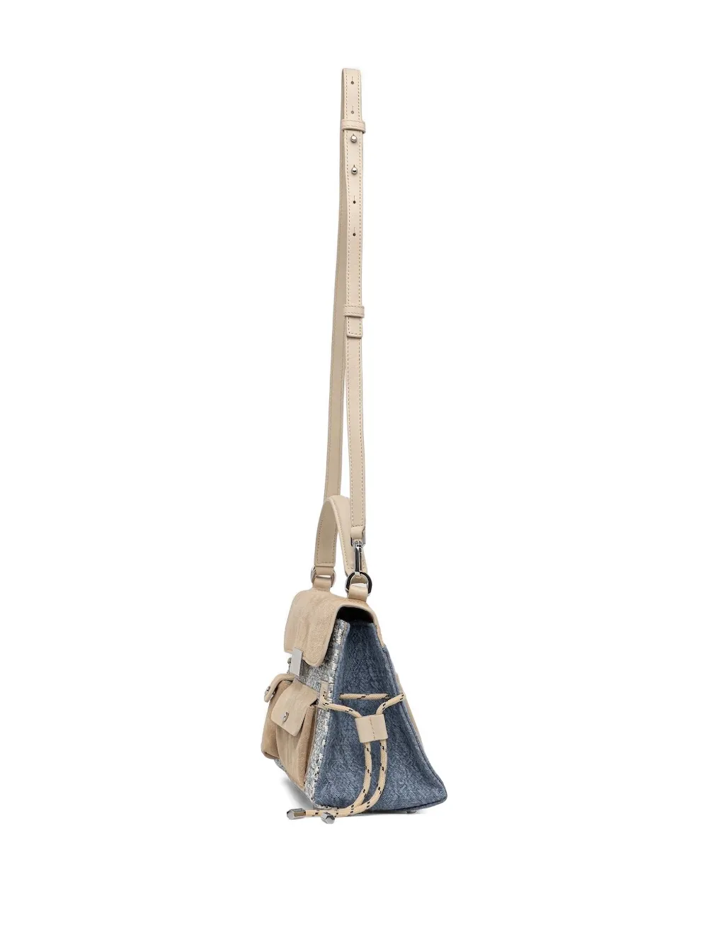 IRO suede-panel woven cross body bag Beige