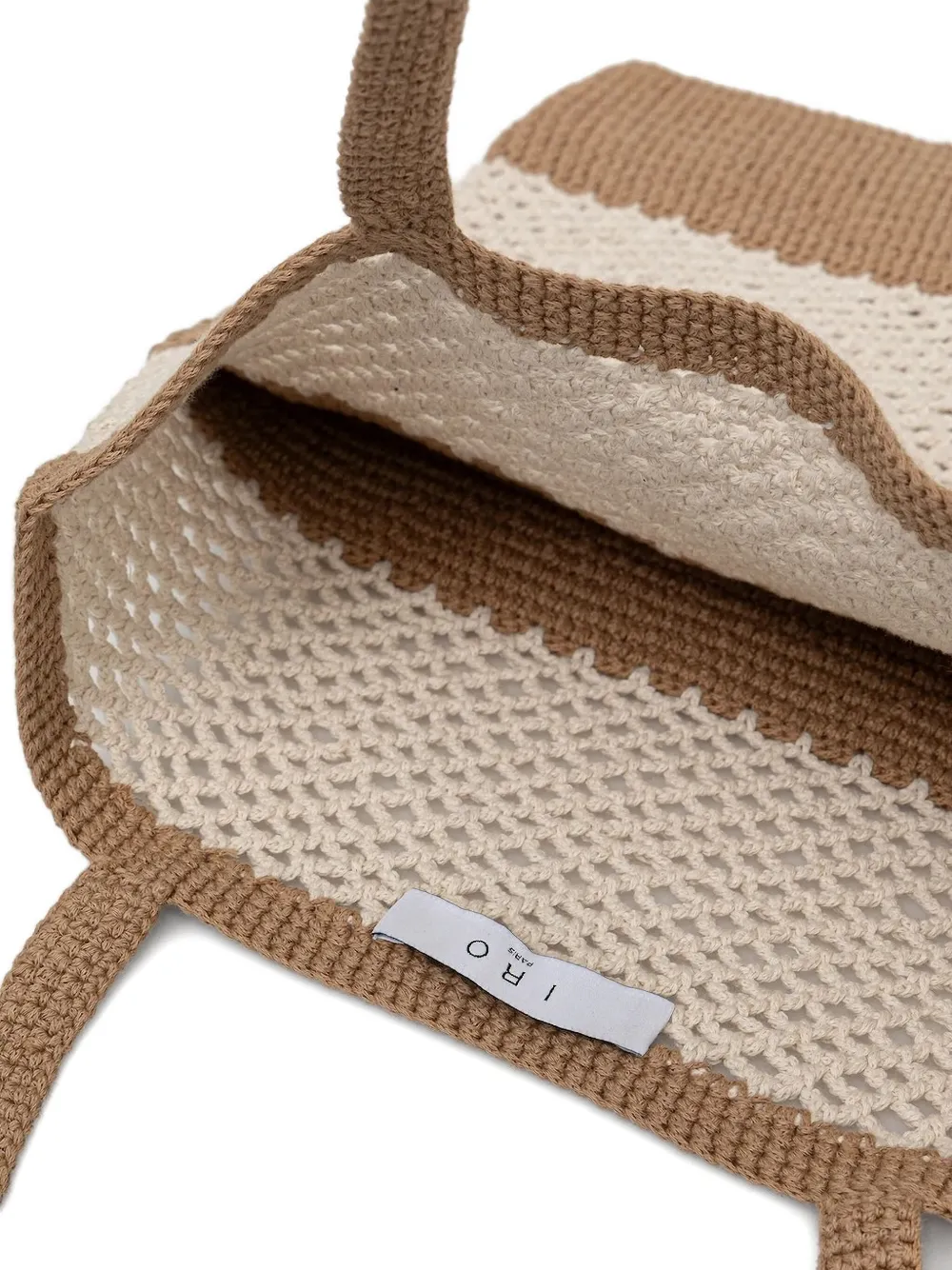 IRO crochet striped tote bag Beige