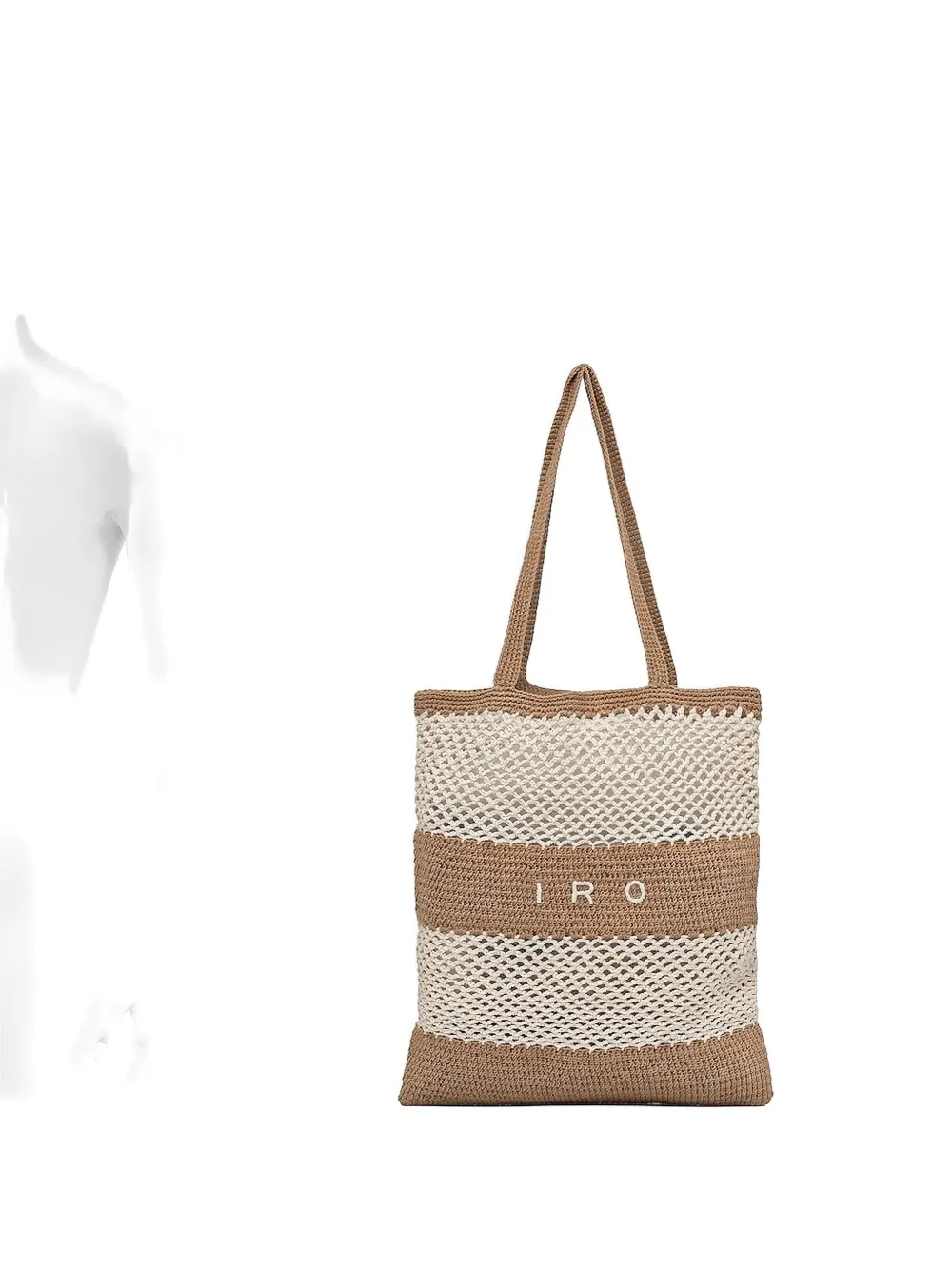 IRO crochet striped tote bag Beige