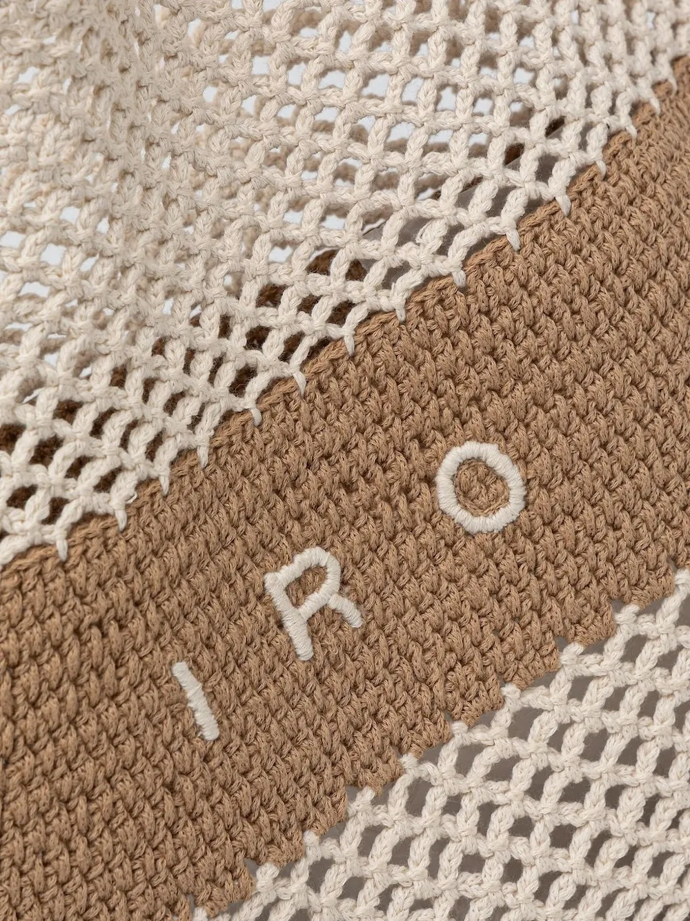 IRO crochet striped tote bag Beige