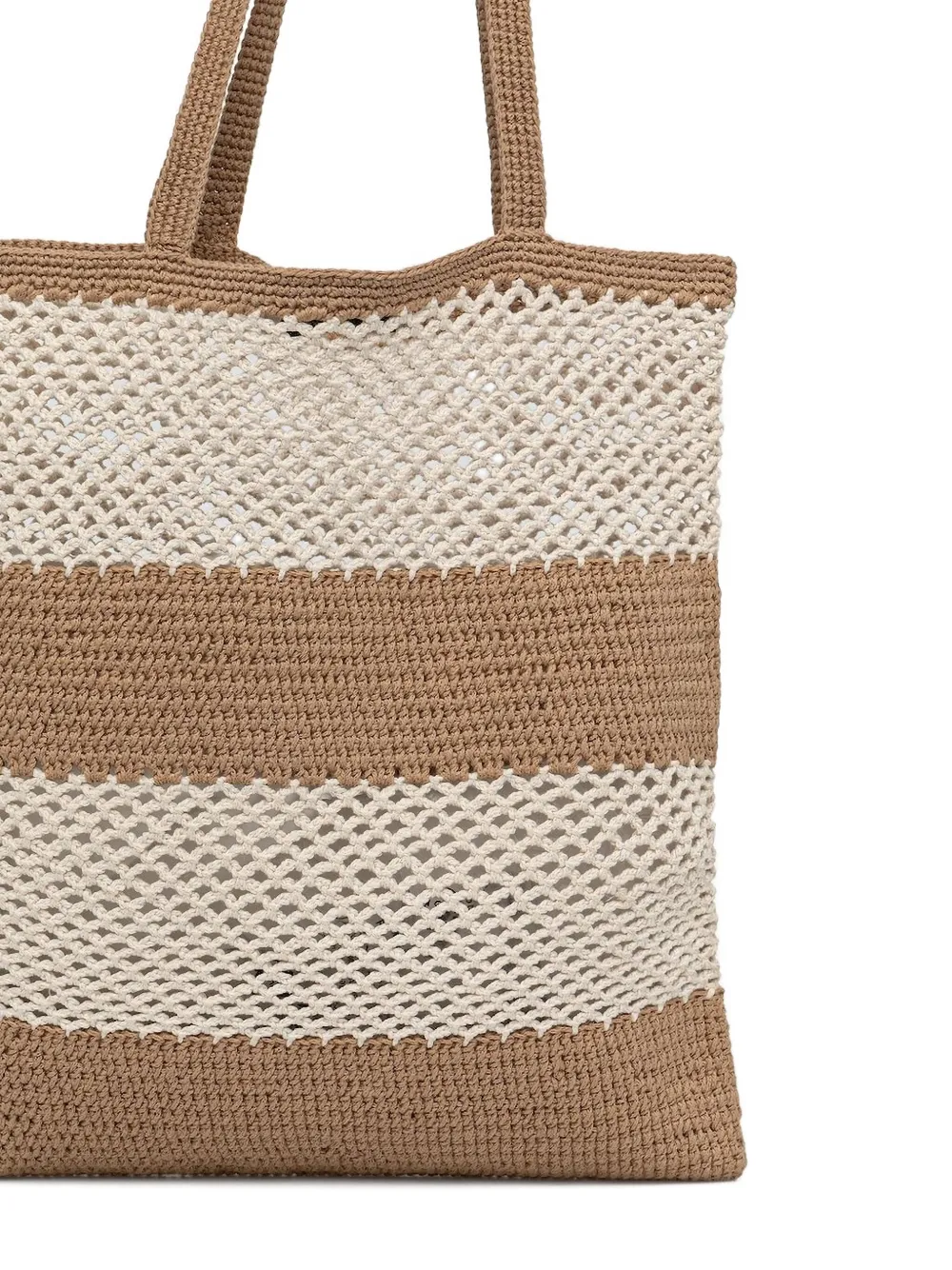 IRO crochet striped tote bag Beige