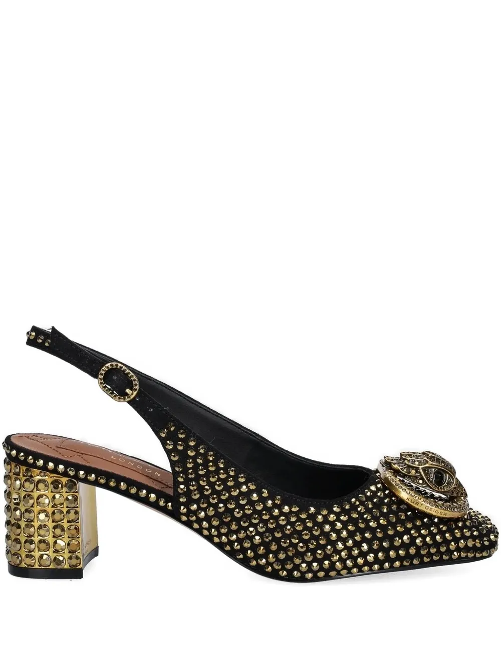 Kurt Geiger 60mm Chelsea Crystal-embellished Slingback Pumps In Black