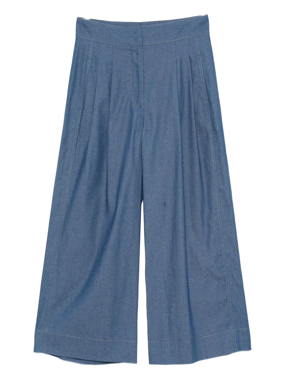 Akris Punto Stitch-detail Pleated Culottes In Blue