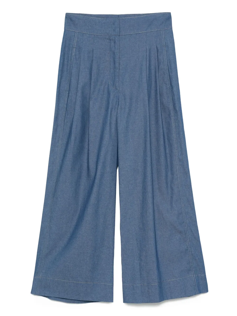 stitch-detail pleated culottes